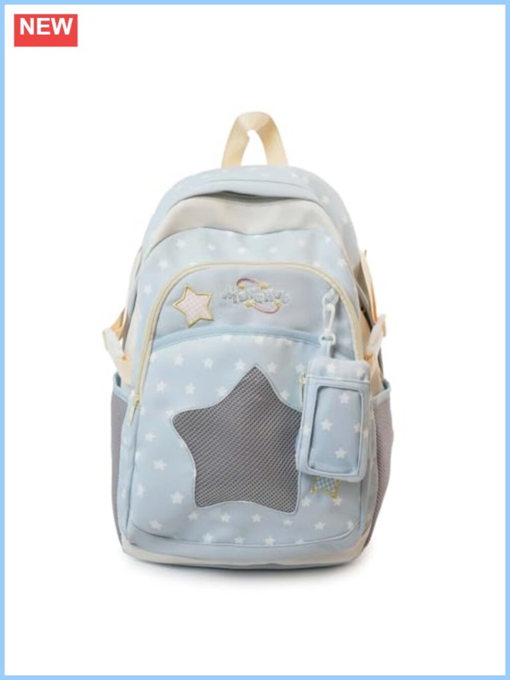 Star Embroidery Cotton-Blend Large Commuter Daypack Rucksack Detachable Pouch